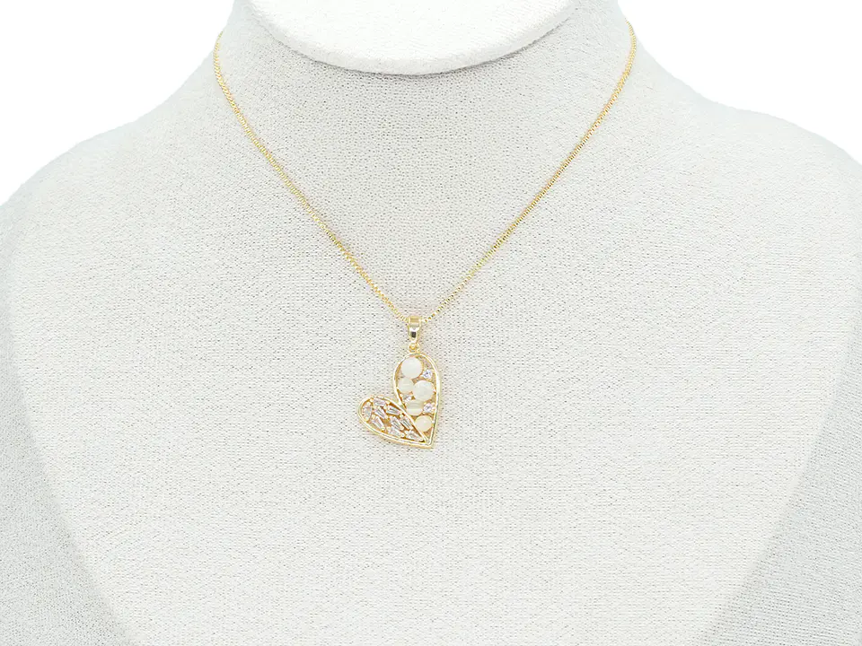 RODIO DORADO DIJE CORAZON OJO DE GATO ZIRCON 20*18MM 2