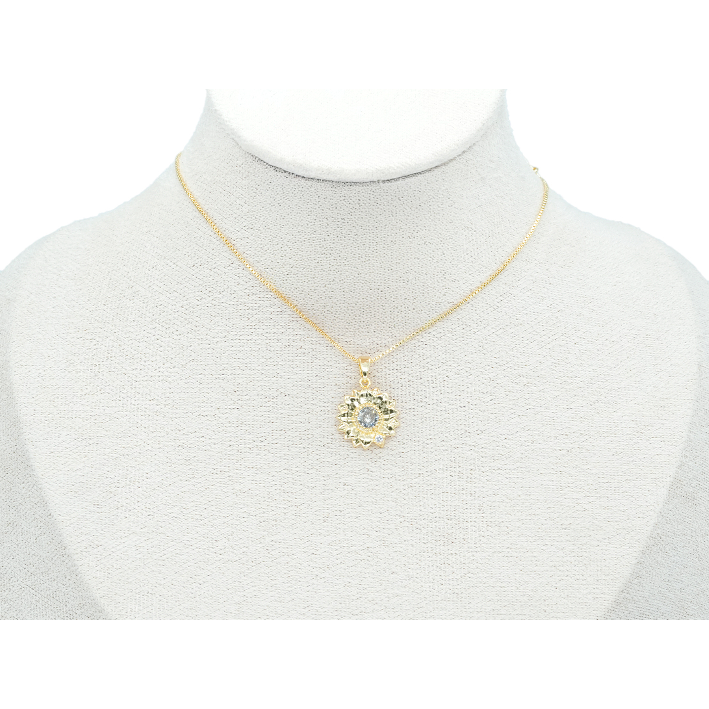 RODIO DORADO DIJE GIRASOL ZIRCON 15MM 2