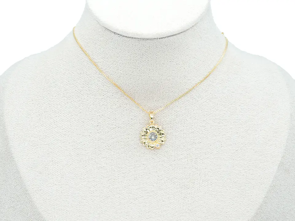 RODIO DORADO DIJE GIRASOL ZIRCON 15MM 2