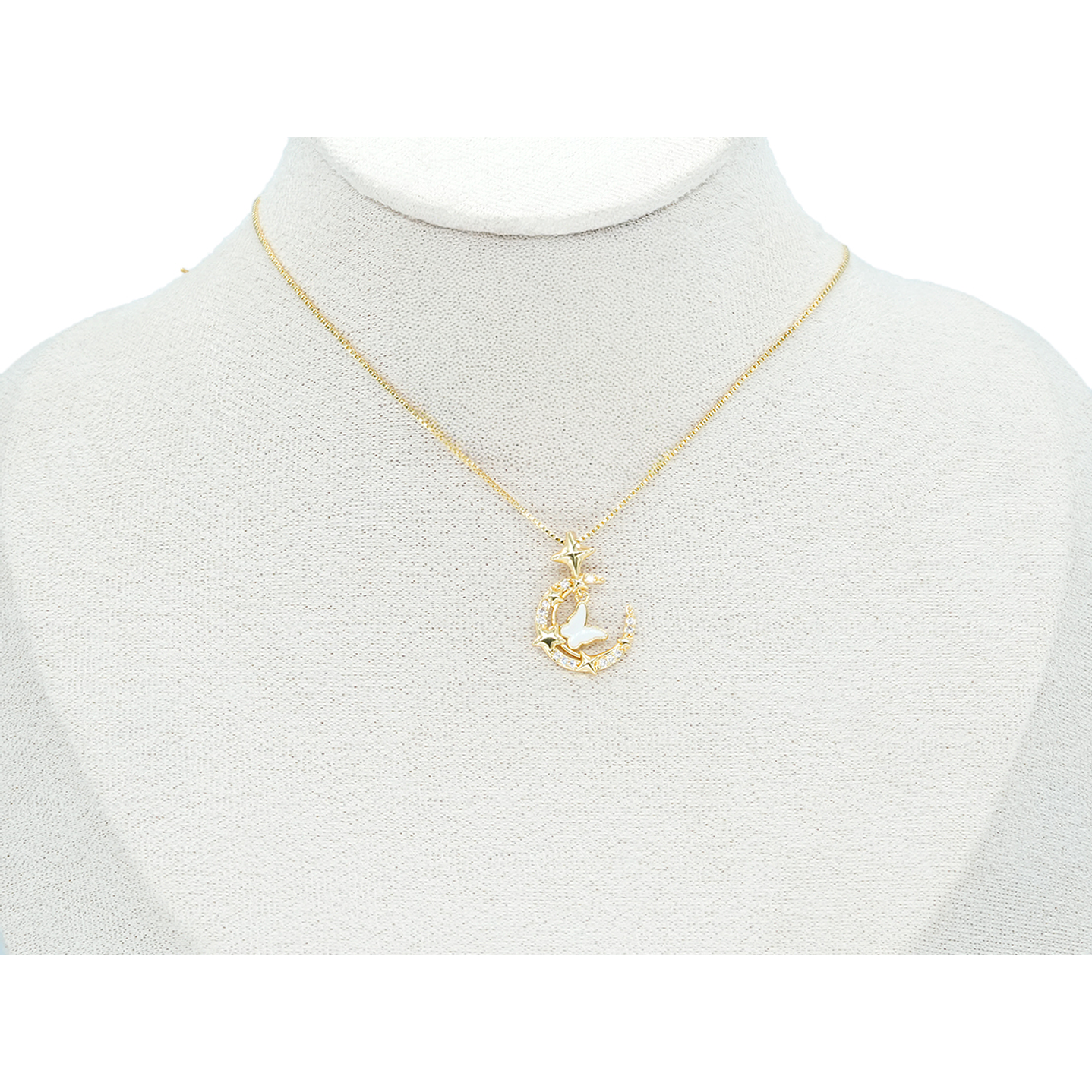 RODIO DORADO DIJE LUNA MARIPOSA BLANCO ZIRCON 22*15MM 2