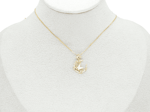 RODIO DORADO DIJE LUNA MARIPOSA BLANCO ZIRCON 22*15MM