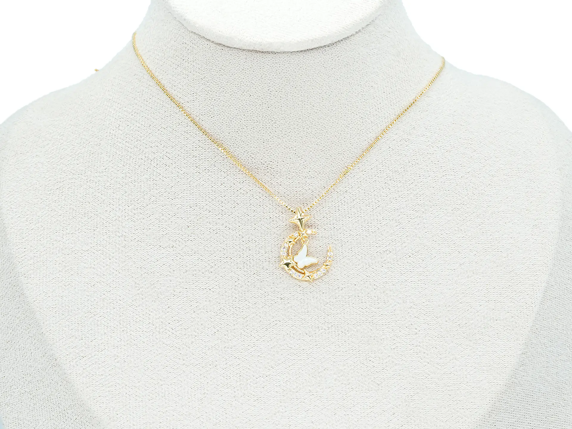 RODIO DORADO DIJE LUNA MARIPOSA BLANCO ZIRCON 22*15MM 2