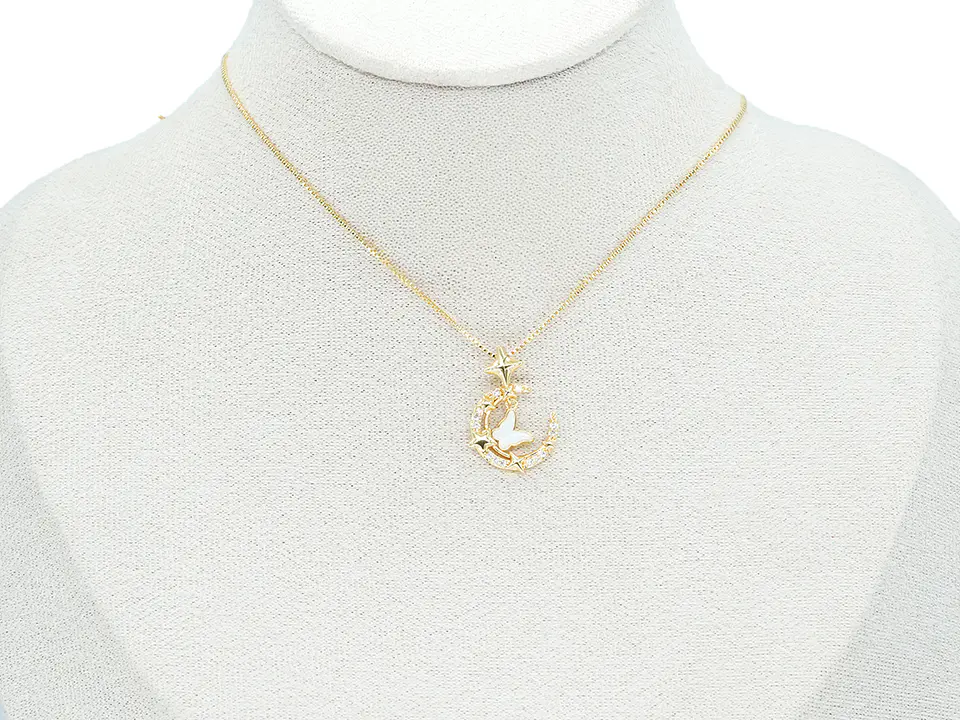 RODIO DORADO DIJE LUNA MARIPOSA BLANCO ZIRCON 22*15MM 2