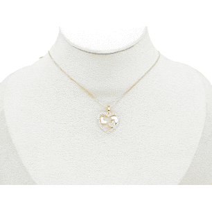 RODIO DORADO DIJE CORAZON BLANCO ZIRCON 18*18MM