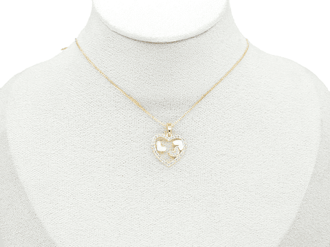 RODIO DORADO DIJE CORAZON BLANCO ZIRCON 18*18MM