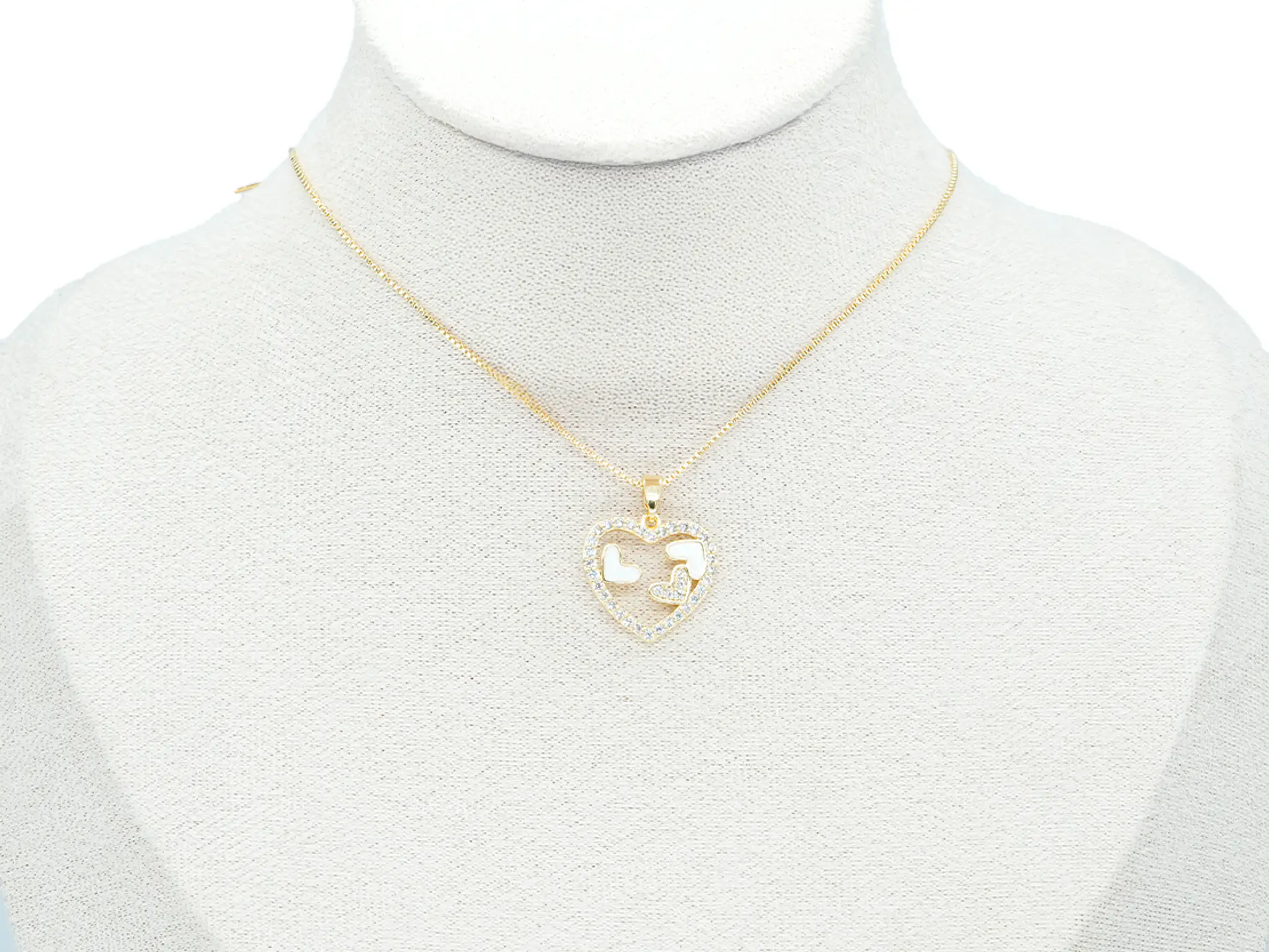 RODIO DORADO DIJE CORAZON BLANCO ZIRCON 18*18MM 2