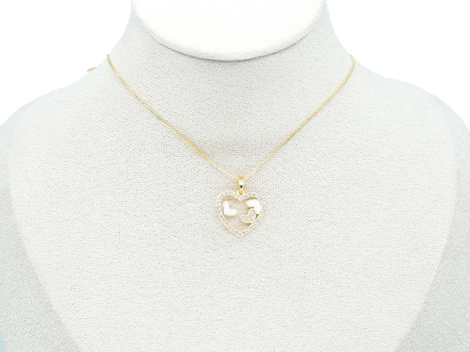 RODIO DORADO DIJE CORAZON BLANCO ZIRCON 18*18MM 2