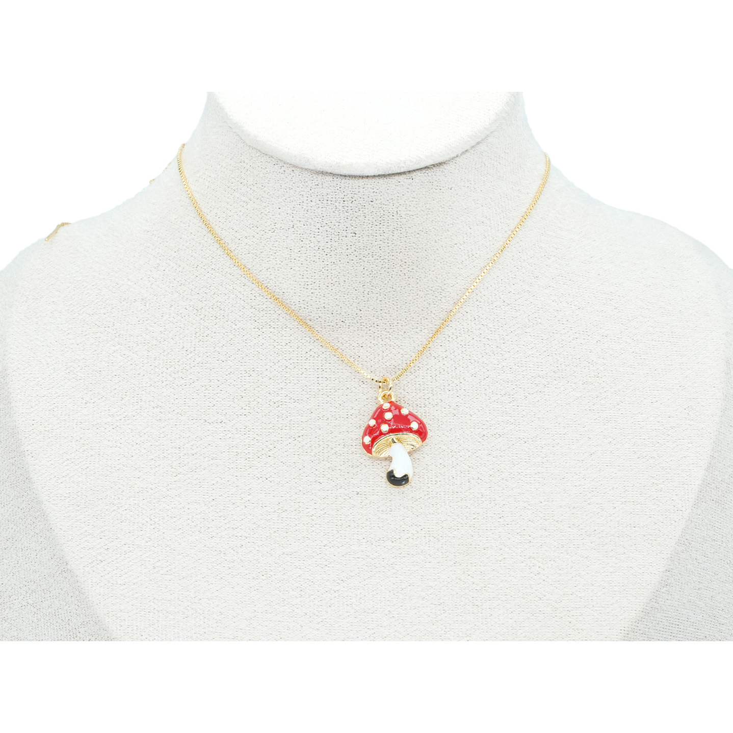 RODIO DORADO DIJE HONGO ROJO 22*15MM 2