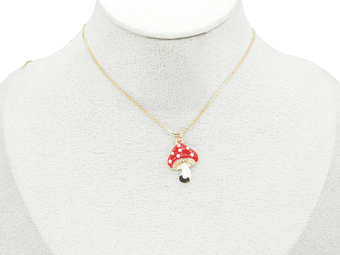 RODIO DORADO DIJE HONGO ROJO 22*15MM