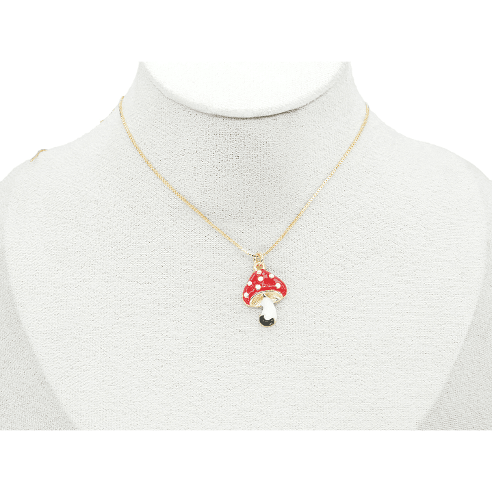 RODIO DORADO DIJE HONGO ROJO 22*15MM 2