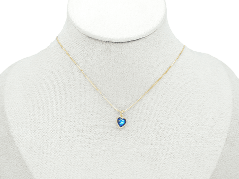 RODIO DORADO DIJE CORAZON ZIRCON AZUL 10*9MM