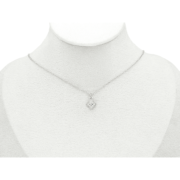 RODIO PLATEADO DIJE FLOR ZIRCON 12*9MM 2