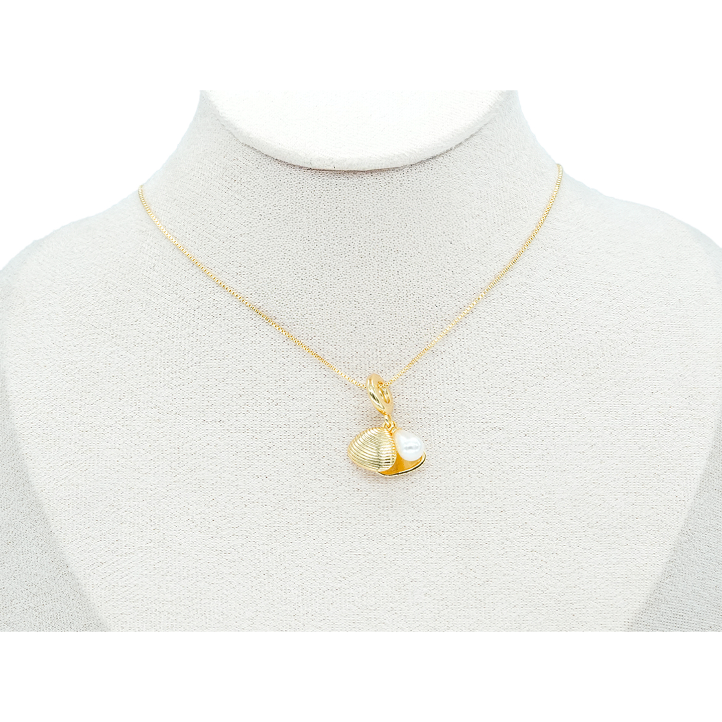 RODIO DORADO DIJE CHARM CONCHA PERLA 22*12MM 2