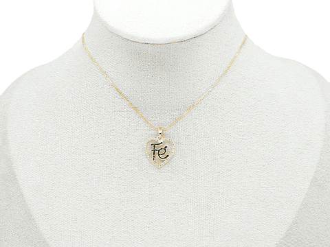 RODIO DORADO DIJE CORAZON FE NEGRO ZIRCON 17*15MM