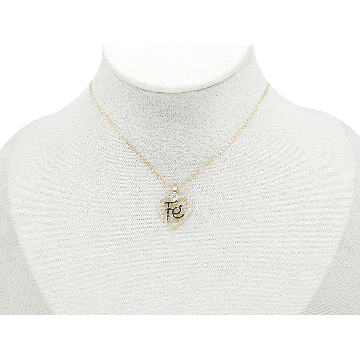 RODIO DORADO DIJE CORAZON FE NEGRO ZIRCON 17*15MM 2