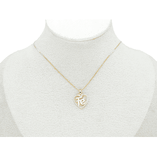 RODIO DORADO DIJE CORAZON FE BLANCO ZIRCON 17*15MM