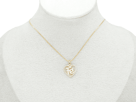 RODIO DORADO DIJE CORAZON FE BLANCO ZIRCON 17*15MM