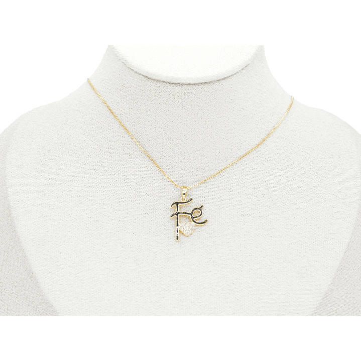 RODIO DORADO DIJE FE CORAZON NEGRO ZIRCON 20*17MM 2