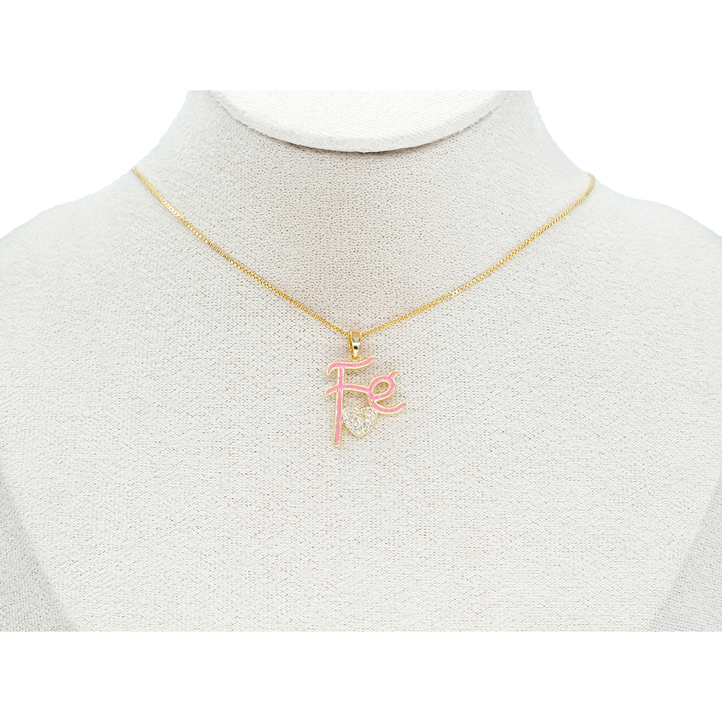 RODIO DORADO DIJE FE CORAZON ROSADO ZIRCON 20*17MM 2