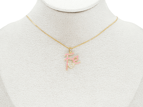 RODIO DORADO DIJE FE CORAZON ROSADO ZIRCON 20*17MM