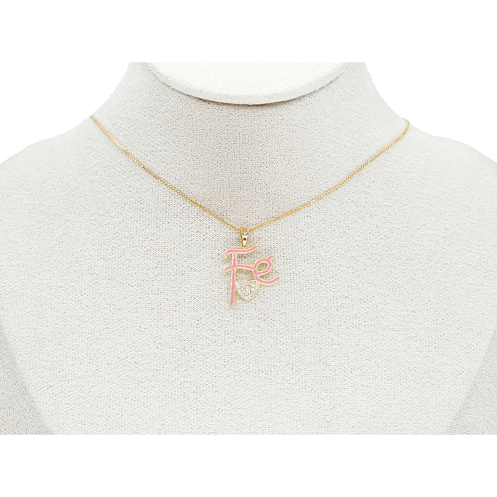 RODIO DORADO DIJE FE CORAZON ROSADO ZIRCON 20*17MM 2