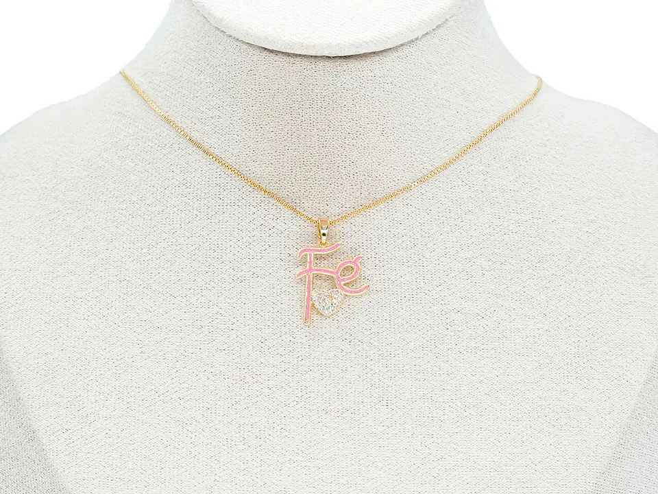 RODIO DORADO DIJE FE CORAZON ROSADO ZIRCON 20*17MM 2