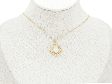 RODIO DORADO DIJE ROMBO OJO DE GATO ZIRCON 22*19MM