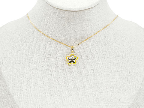 RODIO DORADO DIJE ESTRELLA MAR CARA ZIRCON MIX 15*15MM