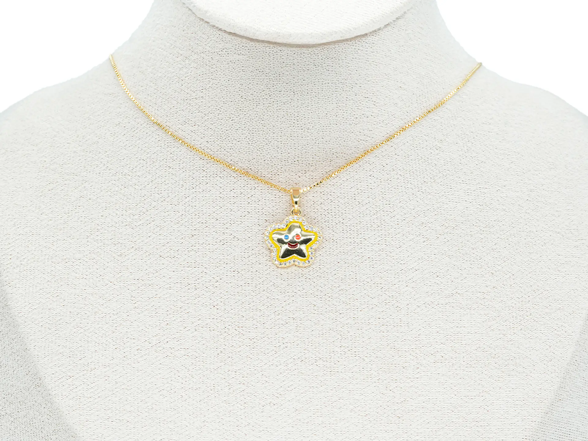 RODIO DORADO DIJE ESTRELLA MAR CARA ZIRCON MIX 15*15MM 2