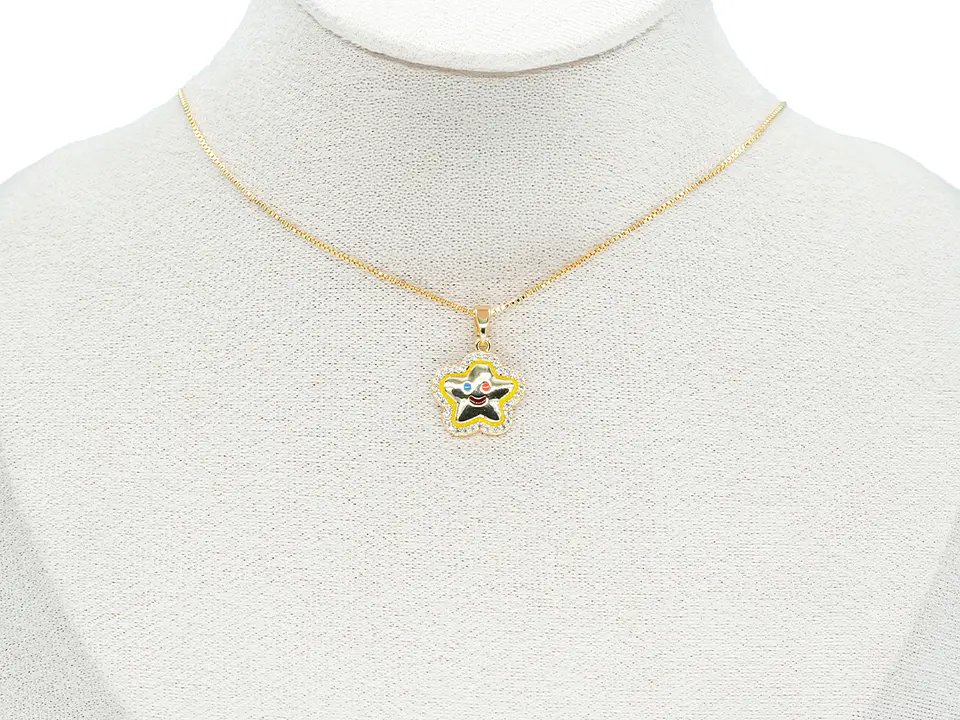 RODIO DORADO DIJE ESTRELLA MAR CARA ZIRCON MIX 15*15MM 2