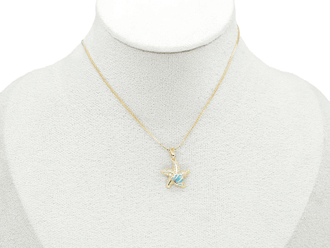 RODIO DORADO DIJE ESTRELLA MAR CONCHA AZUL ZIRCON 16*14MM