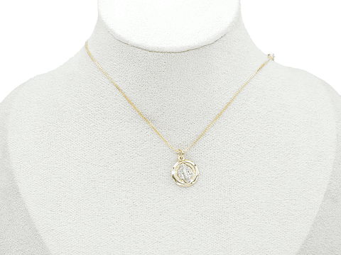 RODIO DORADO DIJE SAN BENITO PLATEADO 14MM