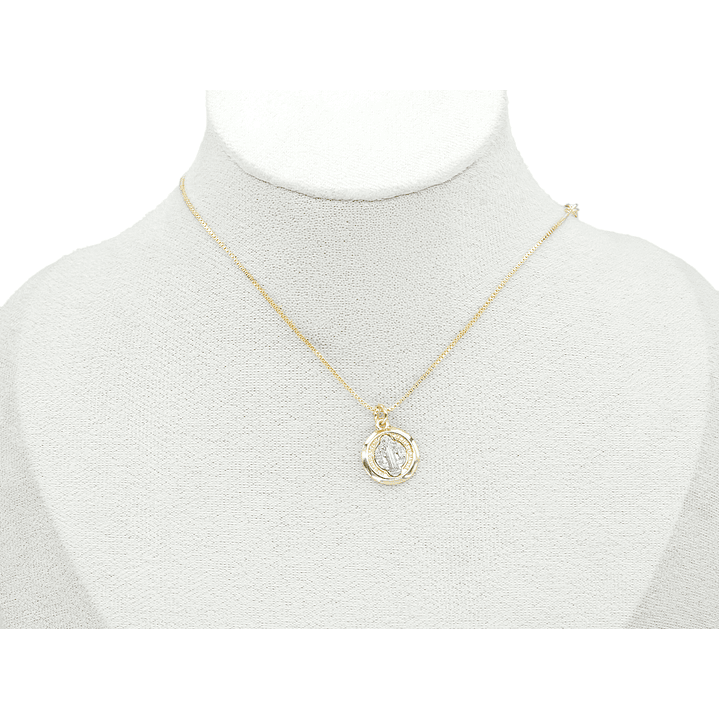 RODIO DORADO DIJE SAN BENITO PLATEADO 14MM 2