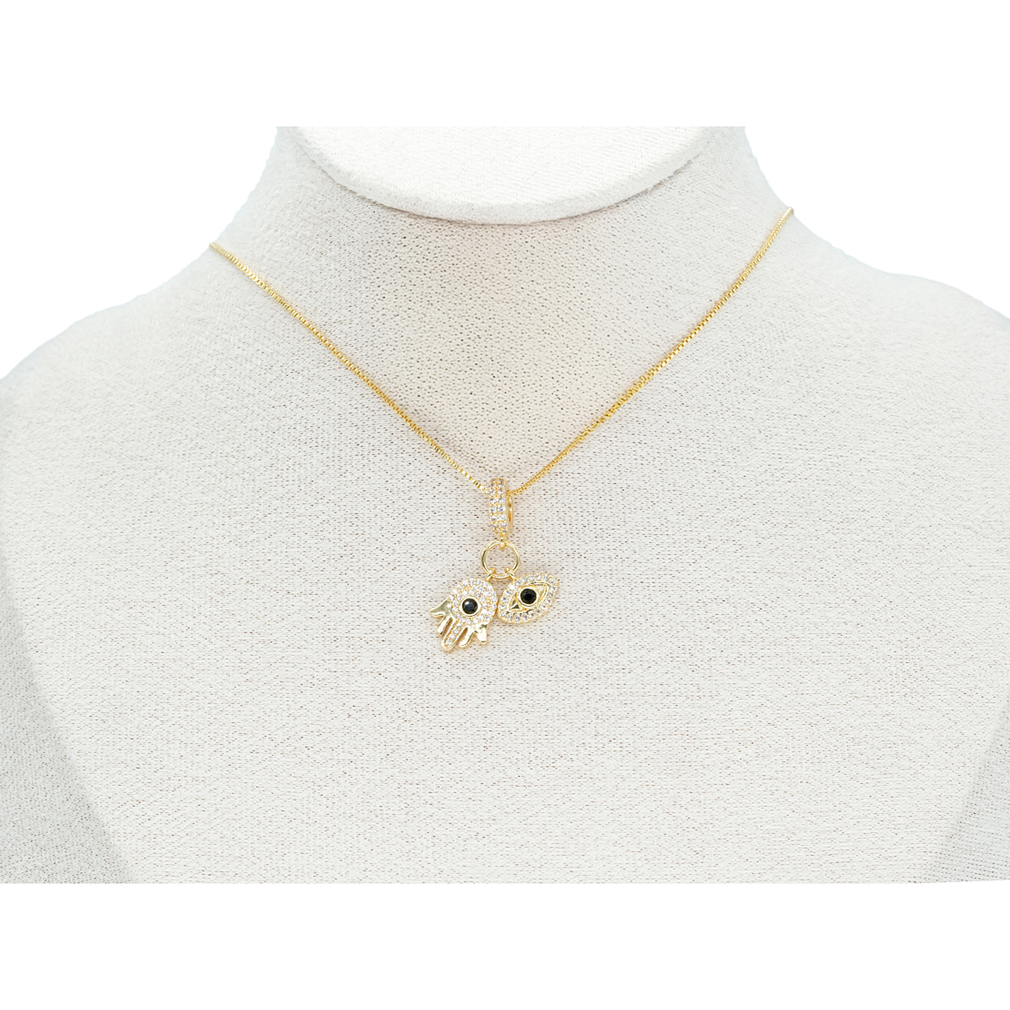 RODIO DORADO DIJE CHARM MANO OJO ZIRCON 28*12MM 2