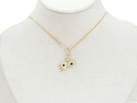 RODIO DORADO DIJE CHARM MANO OJO ZIRCON 28*12MM