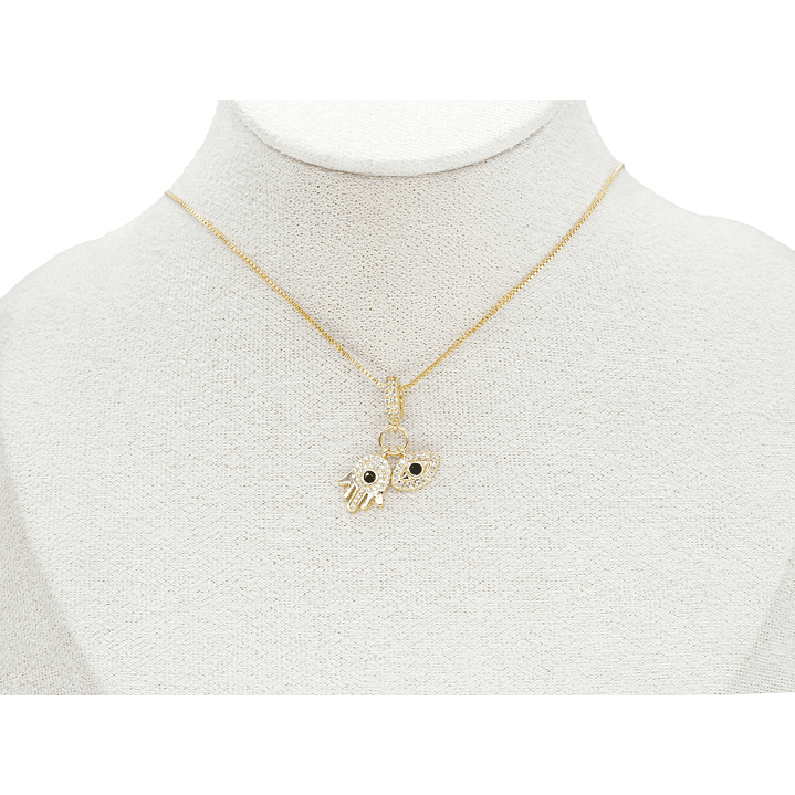 RODIO DORADO DIJE CHARM MANO OJO ZIRCON 28*12MM 2