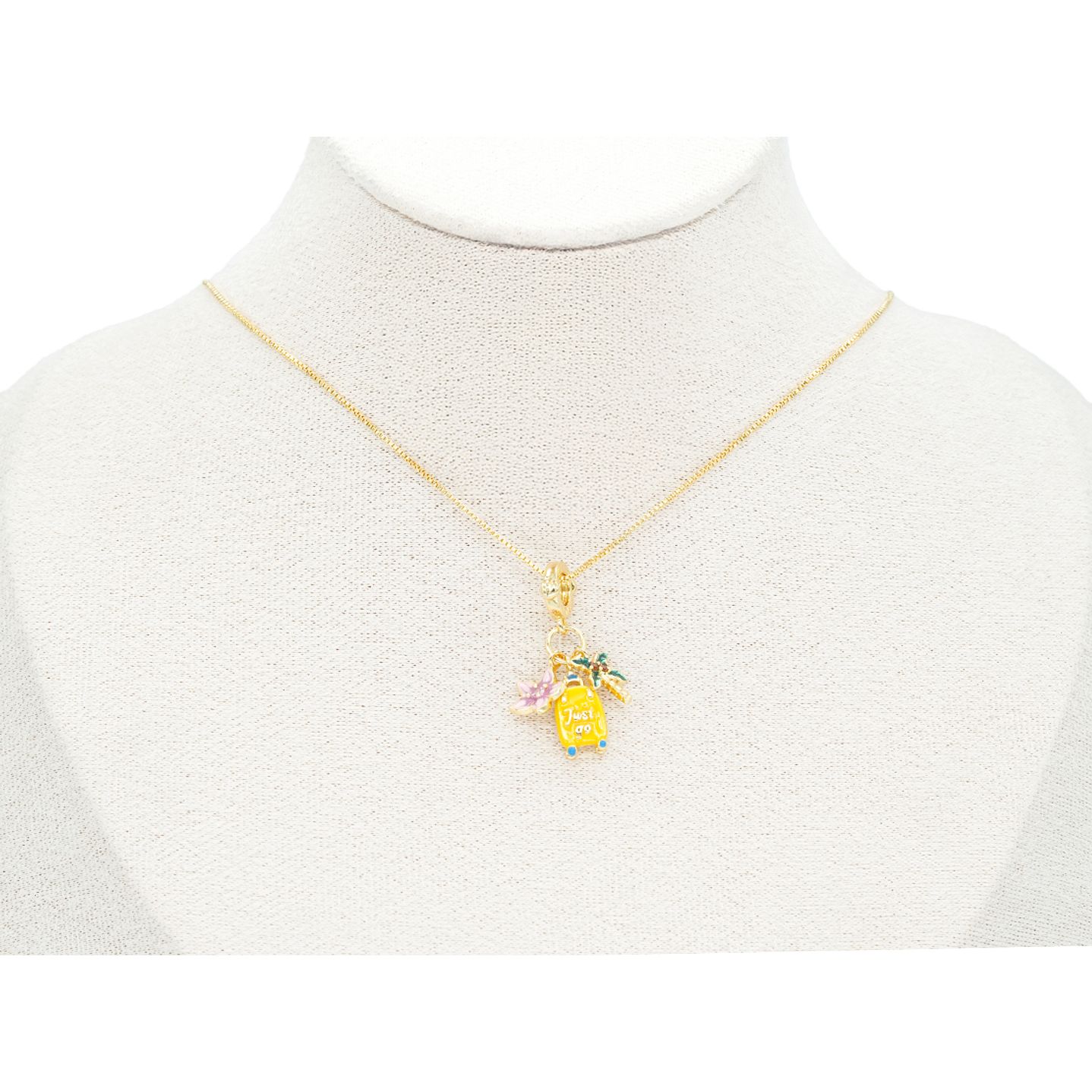 RODIO DORADO DIJE CHARM MALETA PALMA FLOR 22*12MM 2