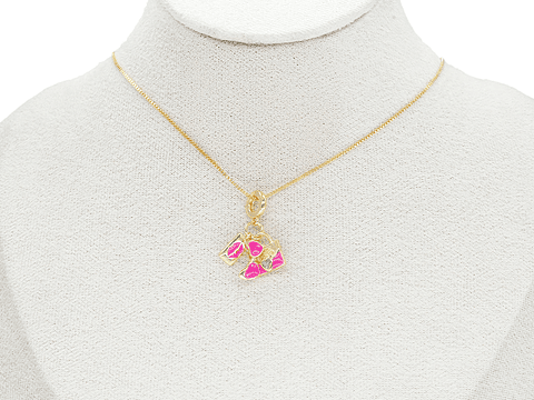 RODIO DORADO DIJE CHARM FUCSIA CARTERA BOCA GAFAS 22*10MM