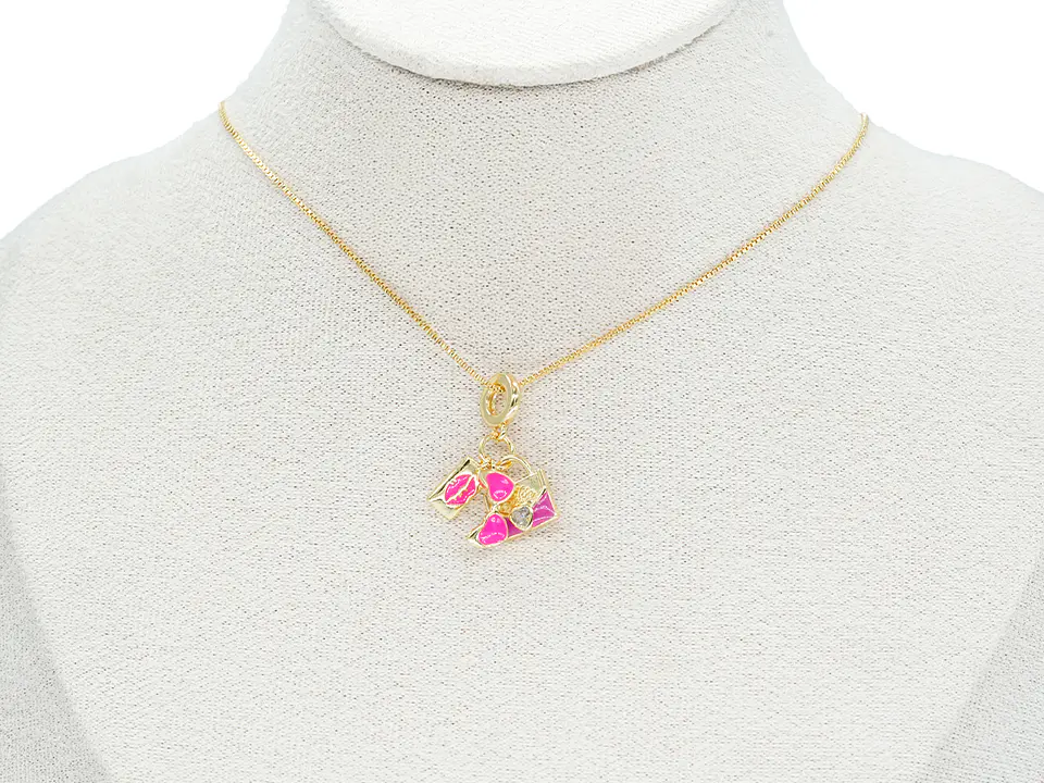 RODIO DORADO DIJE CHARM FUCSIA CARTERA BOCA GAFAS 22*10MM 2