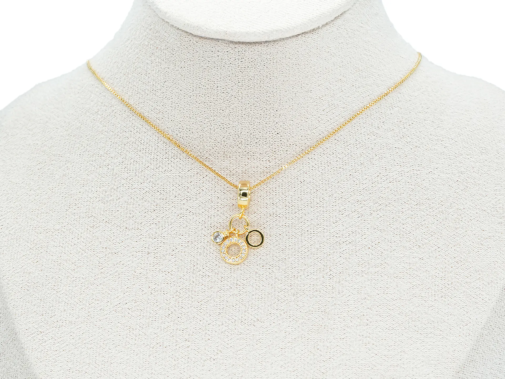 RODIO DORADO DIJE CHARM AROS ZIRCON 22*10MM 2