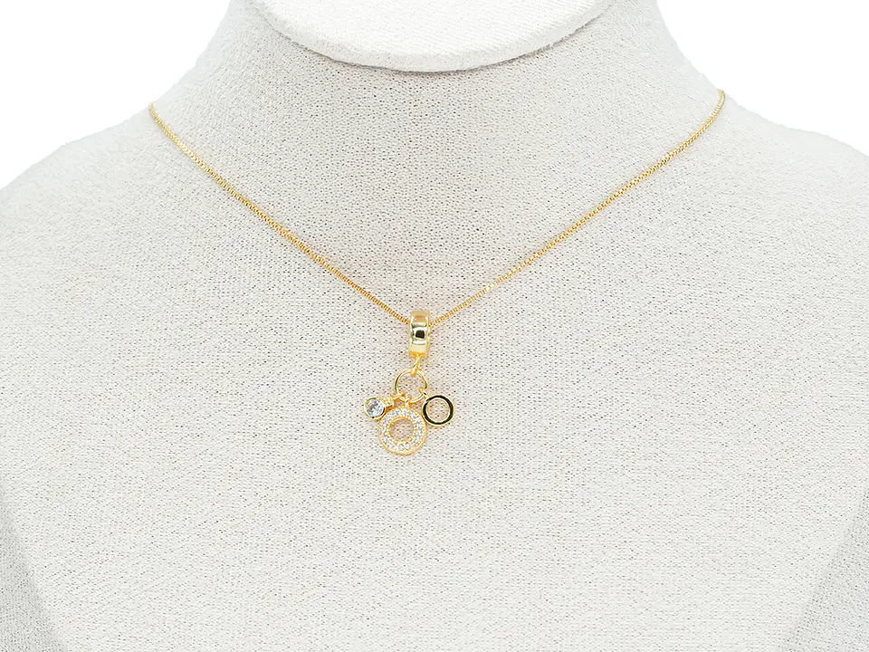 RODIO DORADO DIJE CHARM AROS ZIRCON 22*10MM 2