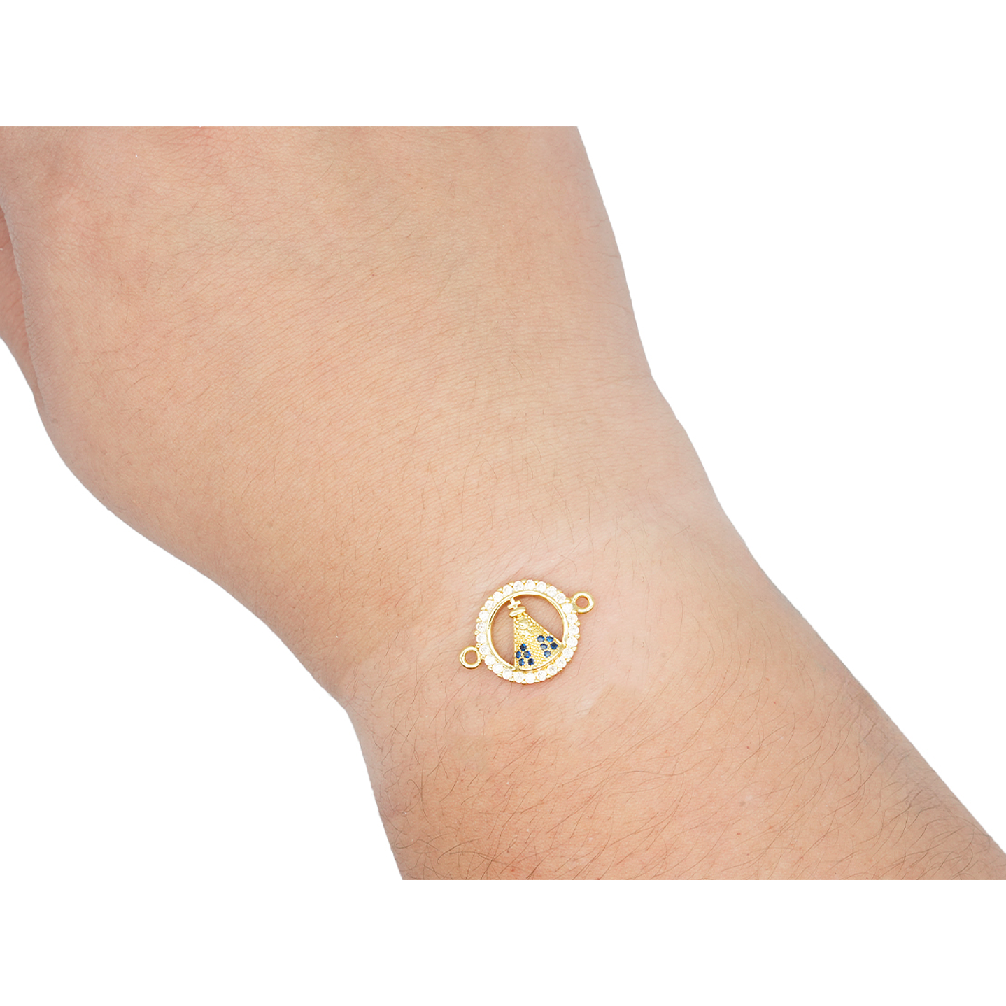 RODIO DORADO CENTRO VIRGEN SAN JUAN DE LOS LAGOS ZIRCON BLANCO 14MM 2