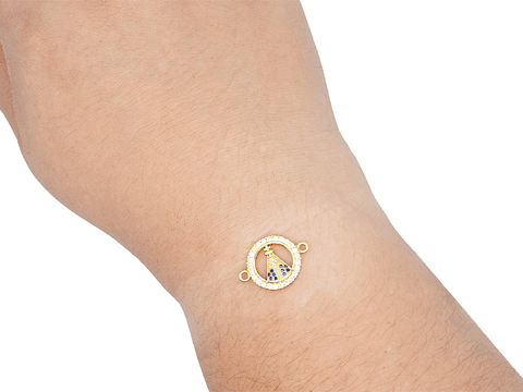 RODIO DORADO CENTRO VIRGEN SAN JUAN DE LOS LAGOS ZIRCON BLANCO 14MM