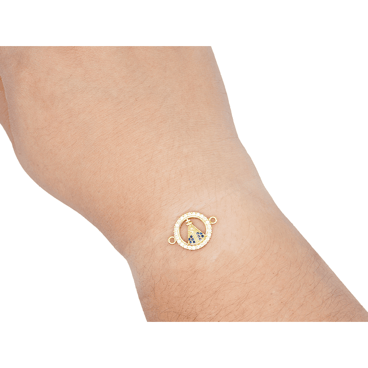 RODIO DORADO CENTRO VIRGEN SAN JUAN DE LOS LAGOS ZIRCON BLANCO 14MM 2