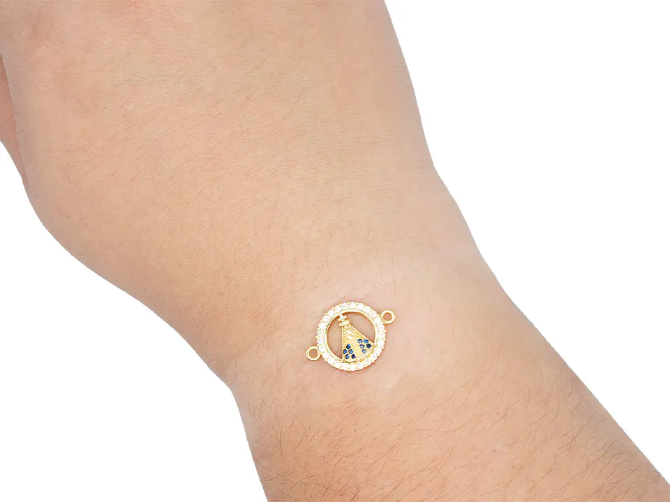 RODIO DORADO CENTRO VIRGEN SAN JUAN DE LOS LAGOS ZIRCON BLANCO 14MM 2