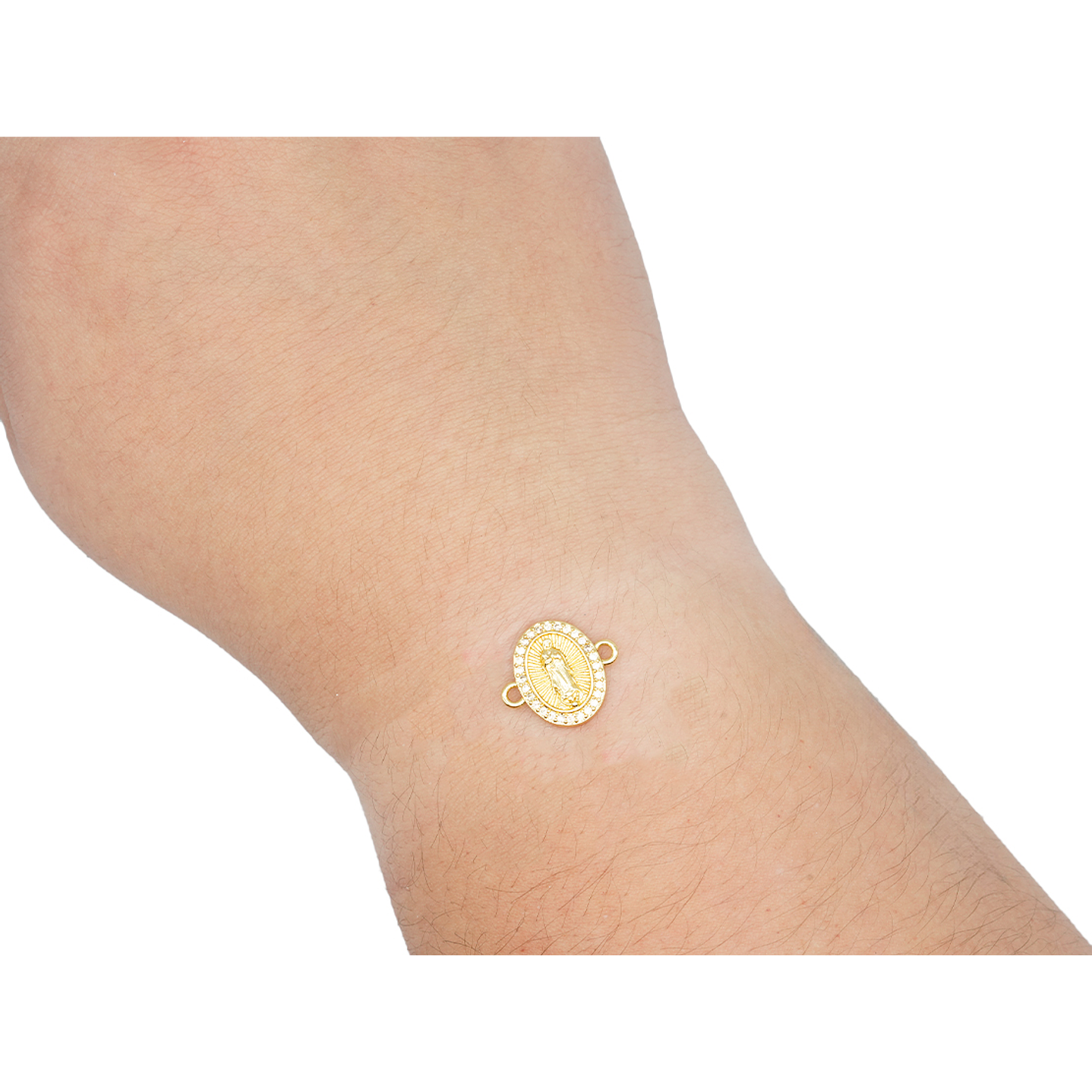 RODIO DORADO CENTRO VIRGEN GUADALUPE ZIRCON 14*16MM 2