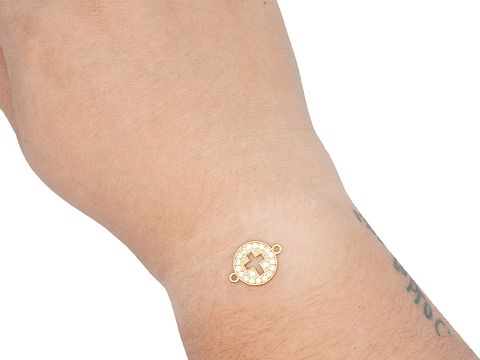 RODIO DORADO CENTRO REDONDO CRUZ ZIRCON 13*18MM