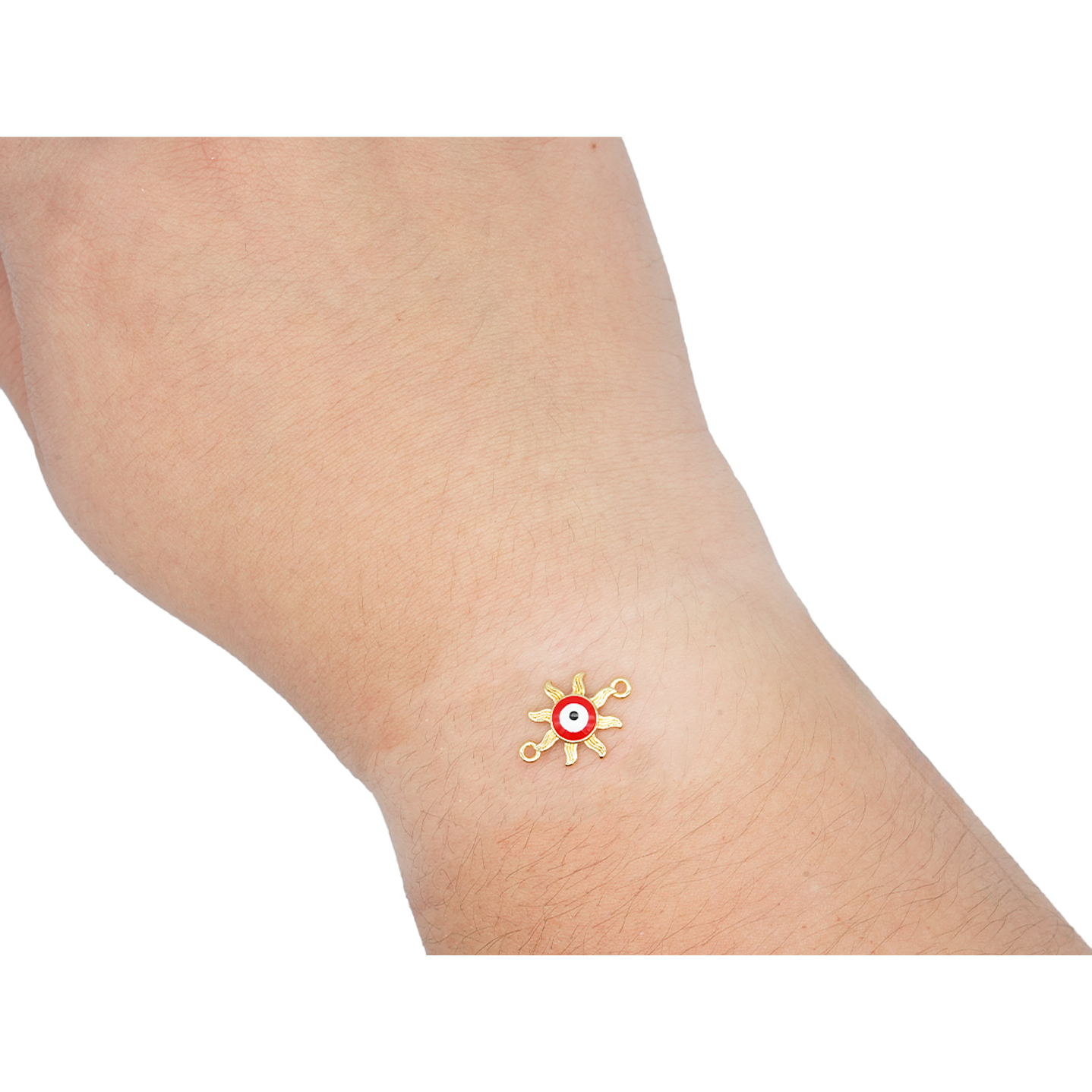RODIO DORADO CENTRO SOL OJO TURCO ROJO 17*12MM 2