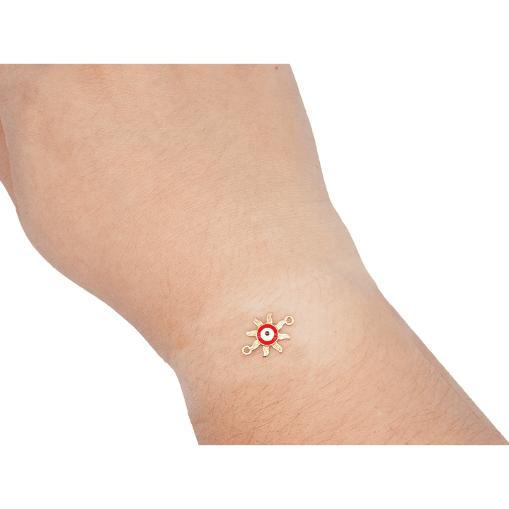 RODIO DORADO CENTRO SOL OJO TURCO ROJO 17*12MM 2