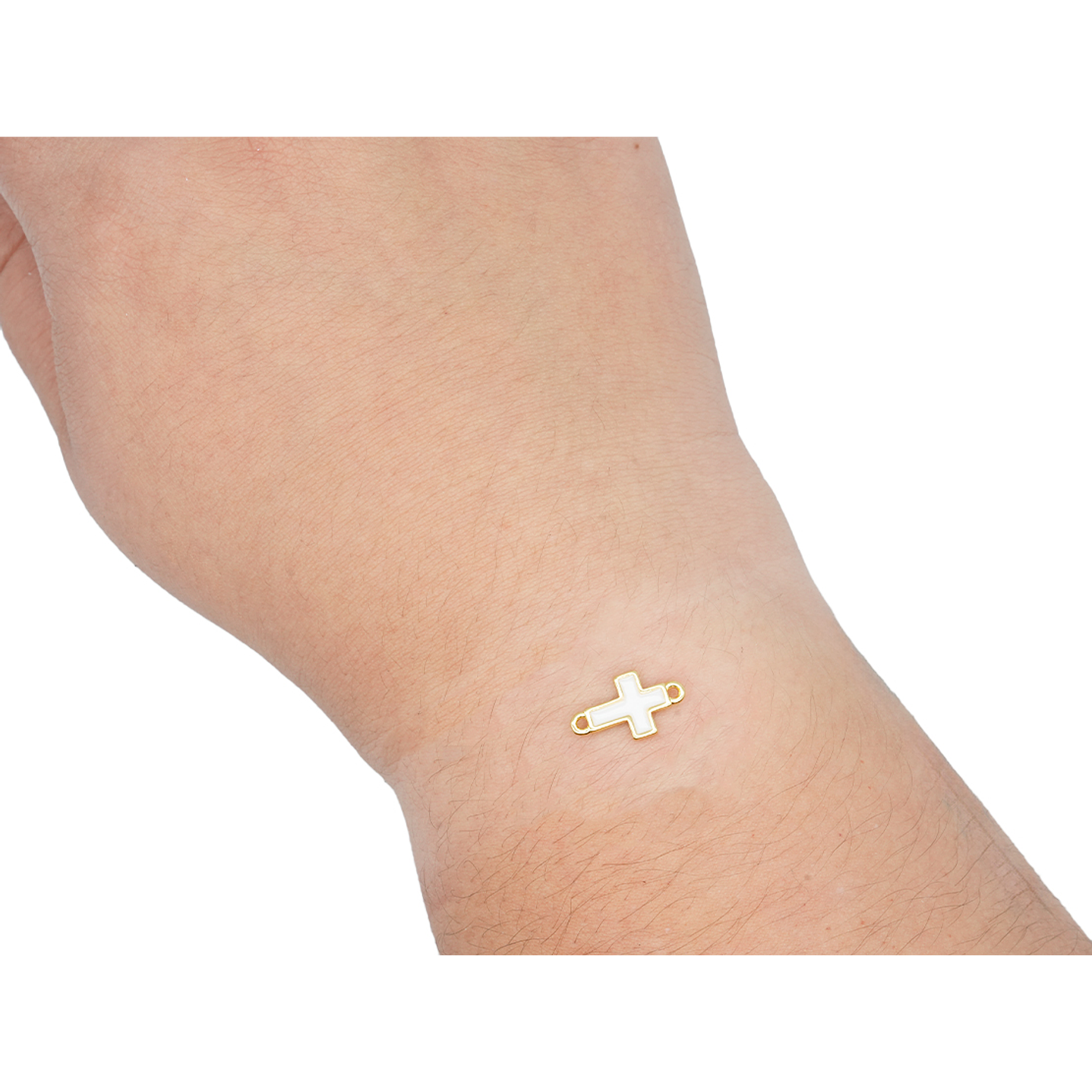 RODIO DORADO CENTRO CRUZ BLANCO ZIRCON 15*9MM 2